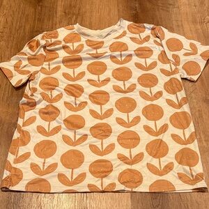 SHEIN Kids Floral Pattern Tee - Cream and Orange